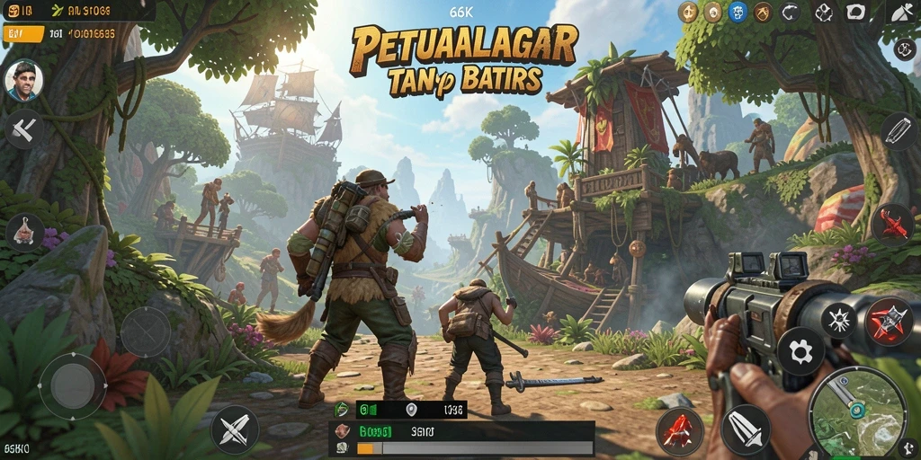 Screenshot gameplay 66K menampilkan petualangan di dunia terbuka.