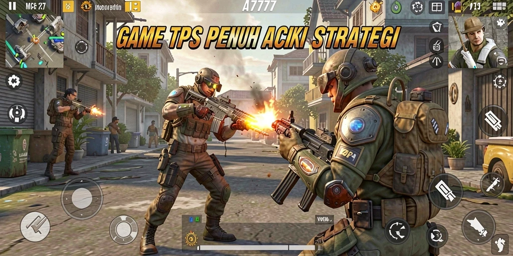 Tangkapan layar dari gameplay seru A7777 dalam mode TPS.