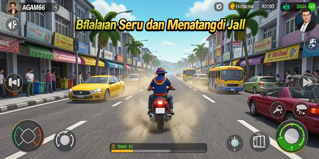 Tampilan gameplay seru dalam AGAM66 yang menunjukkan aksi balapan mendebarkan.