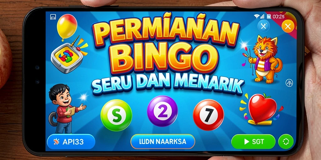 Tampilan menarik gameplay Bingo di API33 dengan kartu berwarna-warni.
