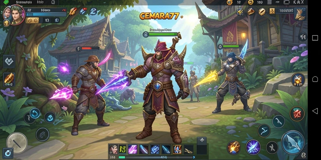Screenshots CEMARA77 menampilkan pertarungan aksi mendebarkan di dunia fantasi.