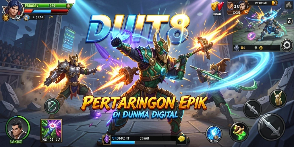 Tampilan gameplay DUIT8 yang penuh aksi pertarungan seru.