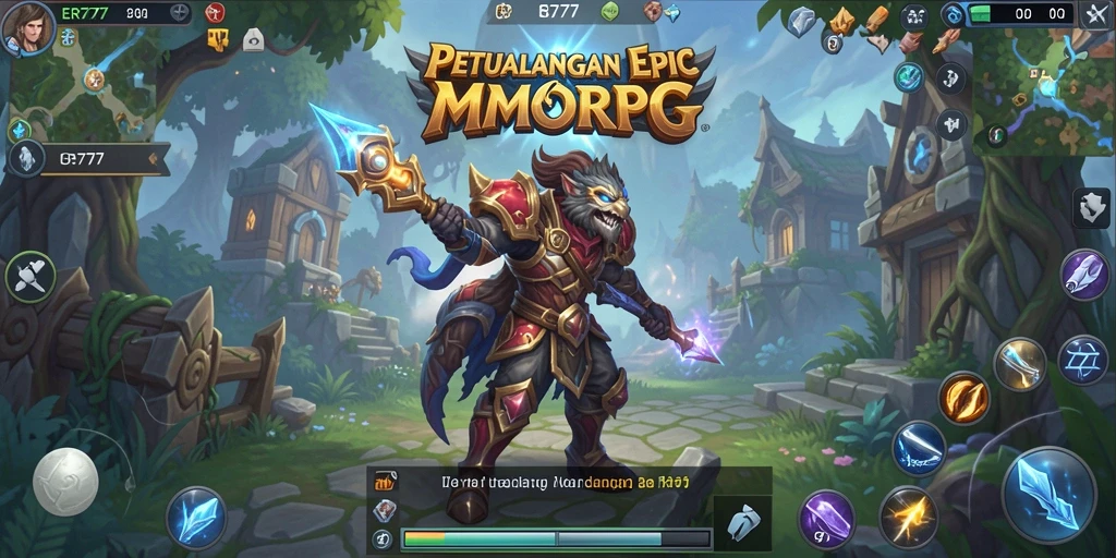 Screenshot utama ER777 menampilkan aksi seru dalam pertarungan MMORPG.