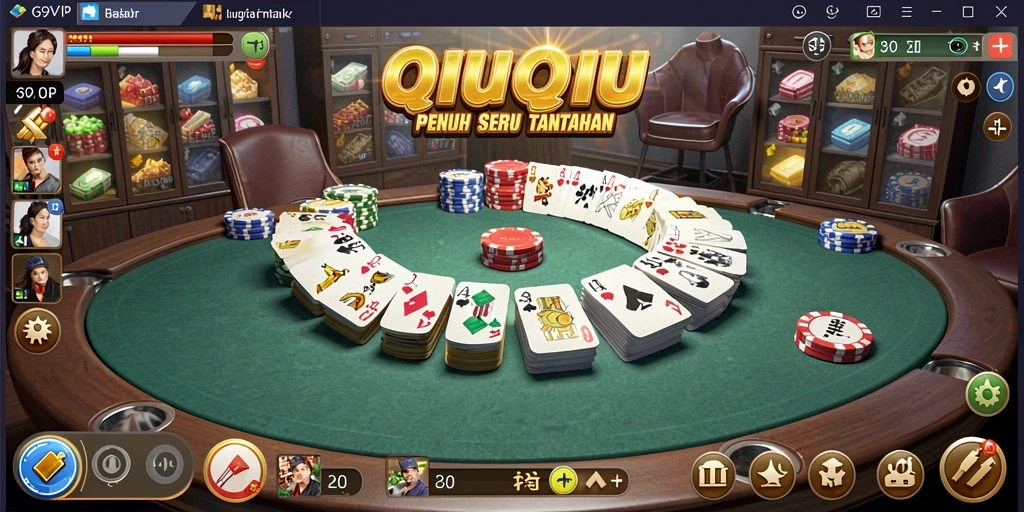 Tangkapan layar utama G9VIP menunjukkan gameplay seru QiuQiu.