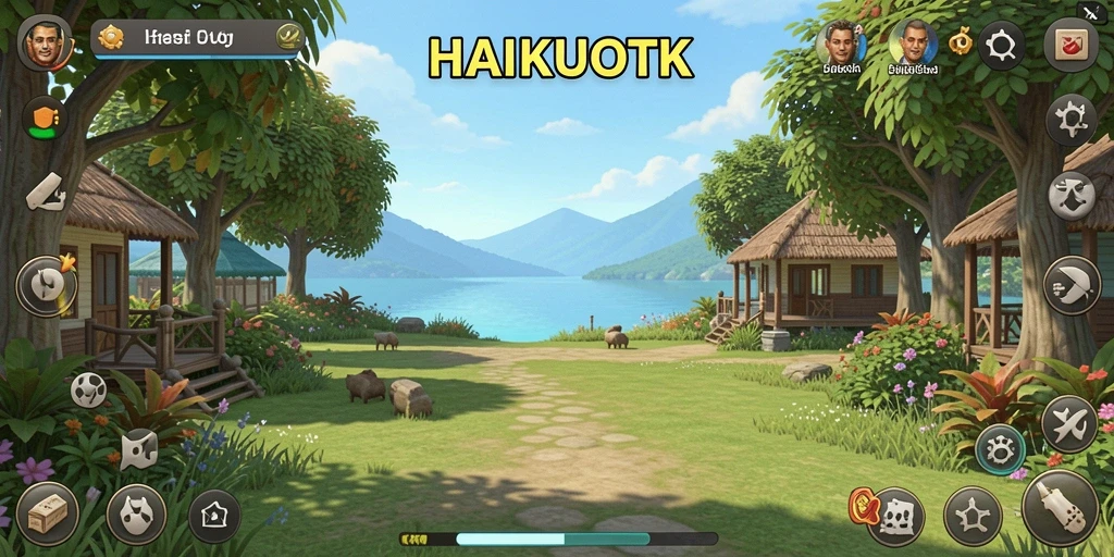 Tampilan gameplay HAIKUOTK yang penuh warna dan menarik.