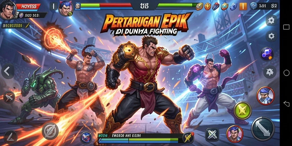 Screenshot aksi menegangkan dalam permainan Fighting HOYE55.