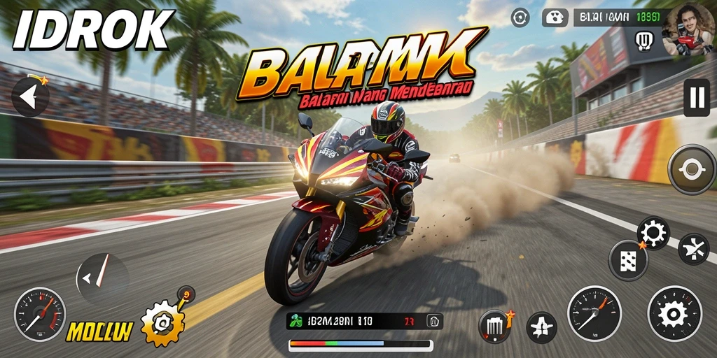 Gameplay memukau dari IDROK dengan balapan motor yang seru.