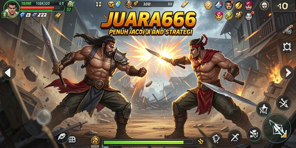 Tangkapan layar menunjukkan aksi pertarungan intens di JUARA666.