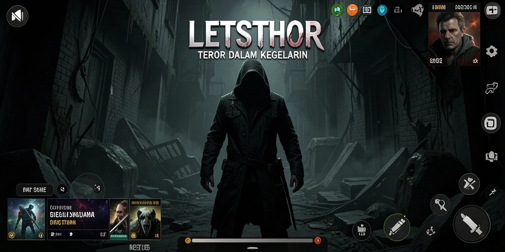 Screenshot LETSTHOR menampilkan momen ketegangan penuh di tempat angker.