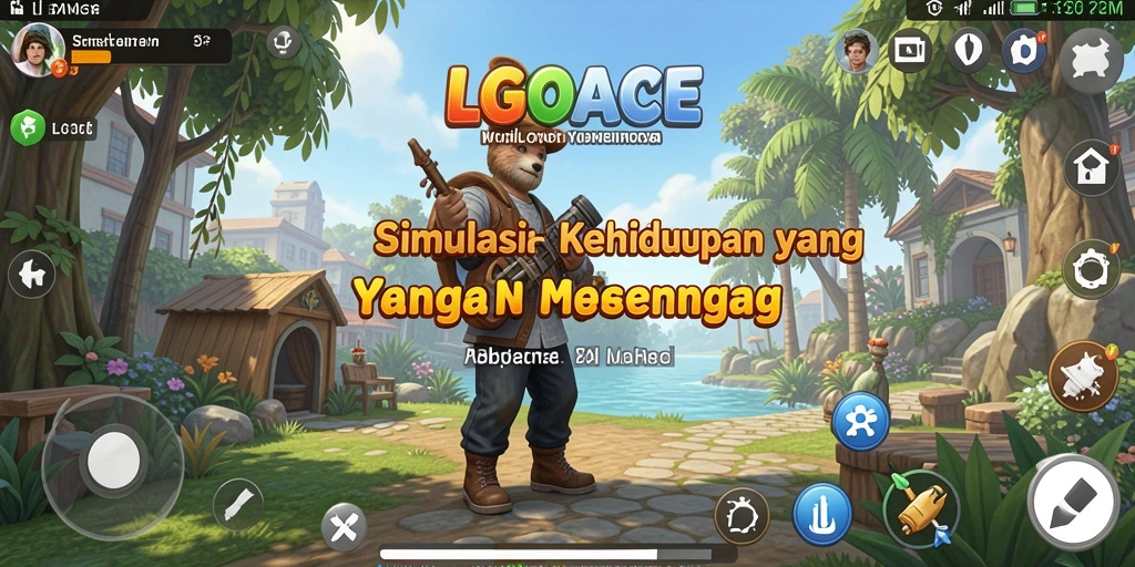 Tampilan gameplay LGOACE dengan karakter yang berinteraksi dalam dunia simulasi.