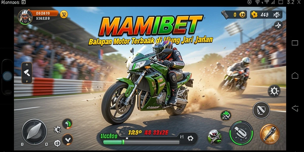 Screenshot dari gameplay MAMIBET yang menampilkan aksi balapan cepat.