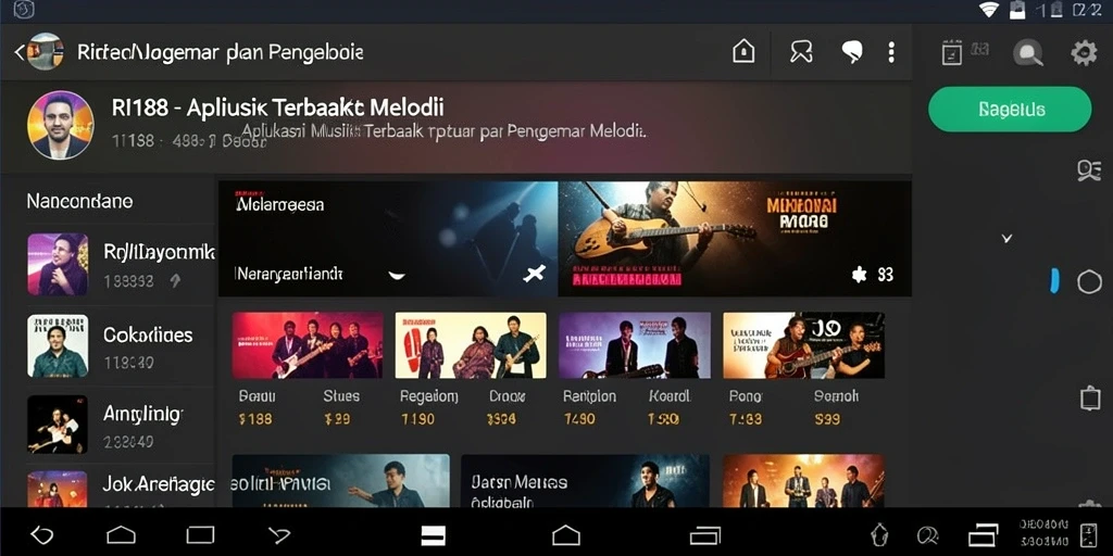 Screenshot gameplay RI188 menunjukkan antarmuka aplikasi musik yang menarik.