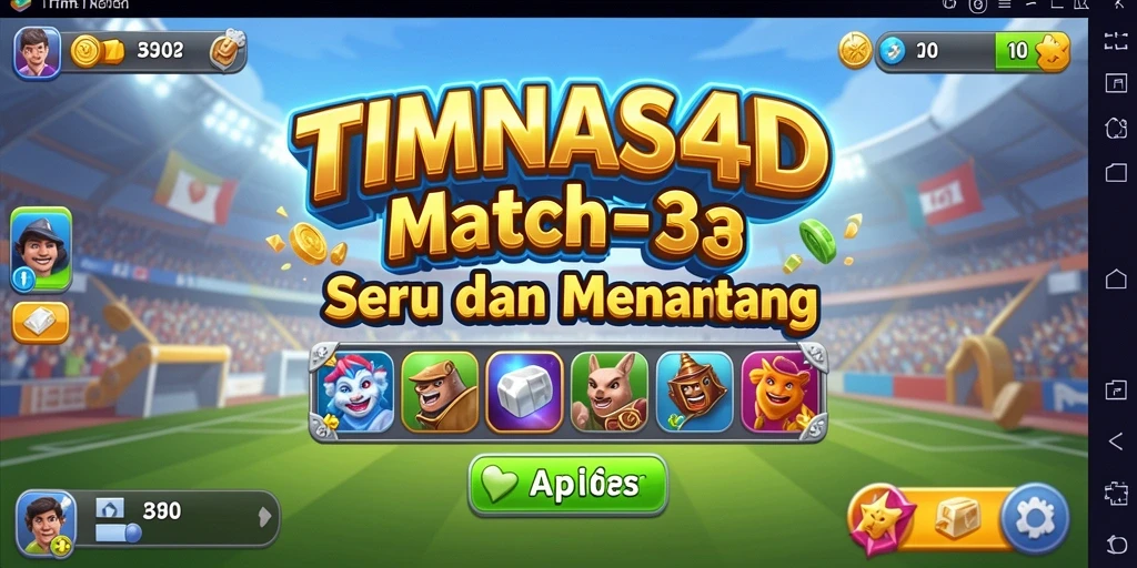 Tangkapan layar menunjukkan gameplay Match-3 yang seru dan penuh warna.